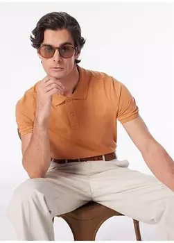 Горчичная мужская базовая футболка-поло SPBF4SM-TST5017 People By Fabrika, оранжевый