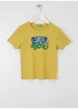 Горчичная мужская футболка 3096G10EU Benetton, оранжевый