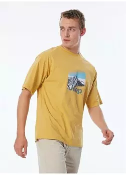 Горчичная мужская футболка свободного кроя с круглым вырезом с принтом C4SM-TST4607 Jeep, оранжевый