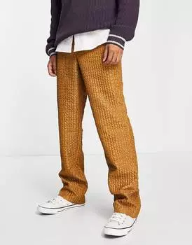Горчично-желтые свободные брюки с рюшами ASOS DESIGN