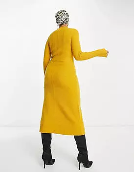 Горчичное трикотажное платье миди & Other Stories