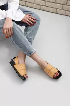 Горчичные женские сандалии Gn на толстой плоской подошве GNDER(R), желтый