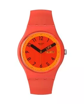 Гордо красные часы с красным силиконовым ремешком Swatch, красный