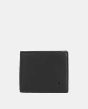 Горизонтальный кошелек из телячьей кожи черного цвета с контрастными деталями Dudu, черный