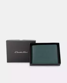 Горизонтальный кошелек с визитницей и портмоне из сафьяновой кожи Emidio Tucci, темно-зеленый