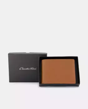 Горизонтальный кошелек с визитницей и портмоне из сафьяновой кожи Emidio Tucci, цвет Tabaco