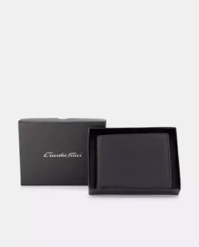 Горизонтальный кошелек с визитницей и портмоне из сафьяновой кожи Emidio Tucci, черный