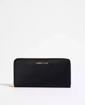 Горизонтальный женский кошелек из нейлона черного цвета Bimba y Lola, бежевый