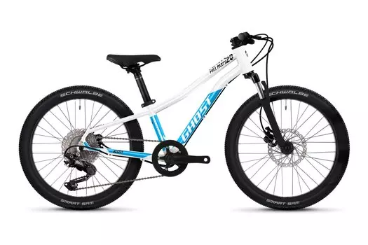 Горный велосипед Ghost Kato 20 Full Party - 20 дюймов - Diamant - 2025, цвет Wei|pearl white/bright blue - glossy