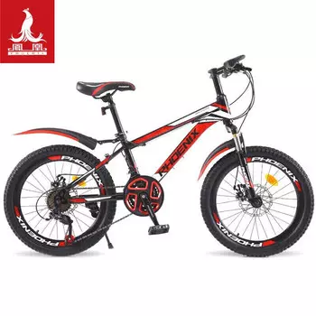 Горный велосипед Phoenix, 22 дюйма, 21 скорость, молодежный гоночный дисковый тормоз, амортизирующая модель Wolf, черный, красный