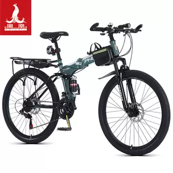 Горный велосипед Phoenix, складной для взрослых, с переменной скоростью, двойной амортизацией, студенческий велосипедный велосипед, формула Tiger Army Green, 24 скорости, 27,5 дюймов