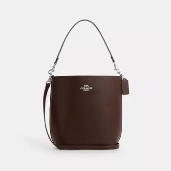 Городская большая сумка-ведро COACH, цвет silver/maple