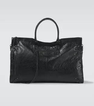 Городская кожаная сумка через плечо Le City Balenciaga, черный