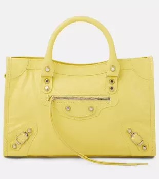 Городская маленькая кожаная сумка через плечо Balenciaga, Citrus