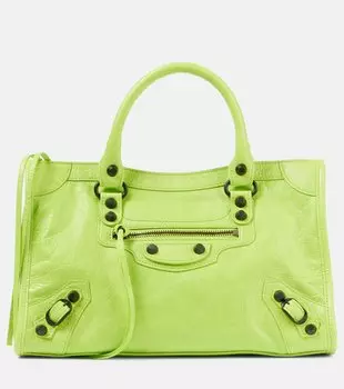 Городская маленькая кожаная сумка-тоут Le City Balenciaga, Granny Green