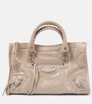 Городская маленькая кожаная сумка-тоут Le City Balenciaga, Stone Beige