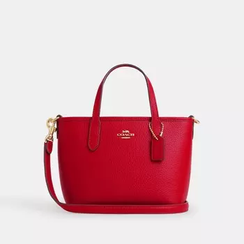 Городская мини-сумка-тоут COACH, цвет gold/bold red