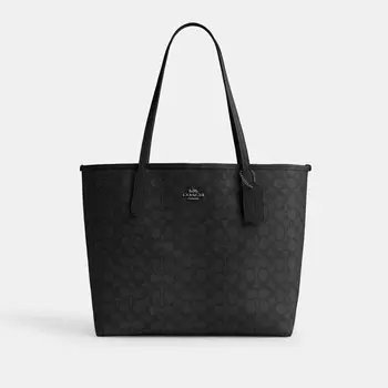 Городская сумка-тоут COACH, цвет gunmetal/charcoal/black