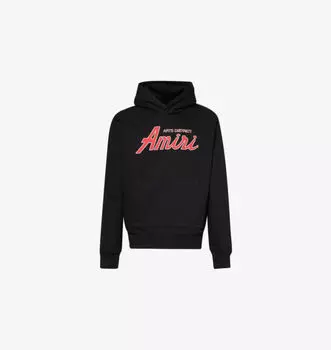 Городская толстовка свободного кроя из хлопкового трикотажа с карманом-кенгуру Amiri, черный