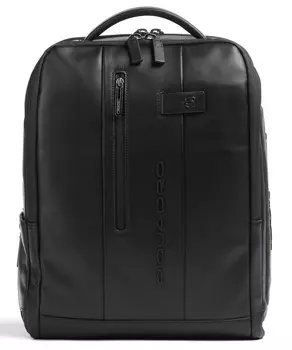 Городской рюкзак для ноутбука 15 из мелкозернистой яловой кожи Piquadro, черный