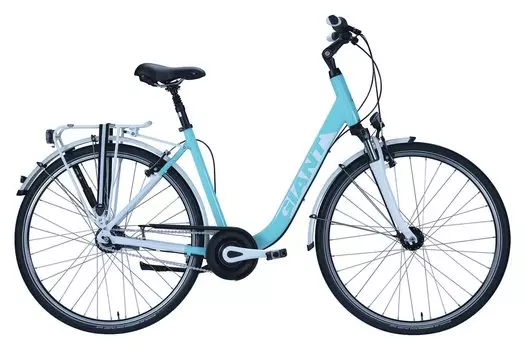 Городской велосипед Giant Tourer - 28 дюймов - Tiefeinsteiger - 2024, цвет Blau|aquablue / white