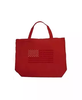 Горжусь быть американцем — большая большая сумка Word Art La Pop Art, синий