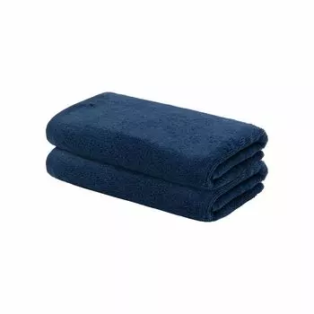 Гостевое полотенце LOOKS by Wolfgang Joop 30x50 см - маленькое полотенце с вышивкой логотипа, синее, однотонное, двойная упаковка, 100% хлопок, синий