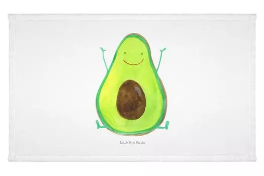 Гостевое полотенце Mr. & Mrs. Panda Avocado Happy - Белый - Подарок, Хаос, Здоровое, Детское полотенце, Вегетарианское, Гостевое полотенце, Махровая ткань, Дорожное полотенце, Спортивное полотенце, Радость