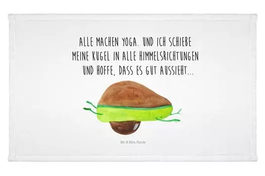 Гостевое полотенце Mr. & Mrs. Panda Avocado Yoga — белое — подарок, неспортивное, спортивное полотенце, веганское авокадо Yoga, веганское, гостевое полотенце, помощь, вегетарианское, детское полотенце, спортивное, белый