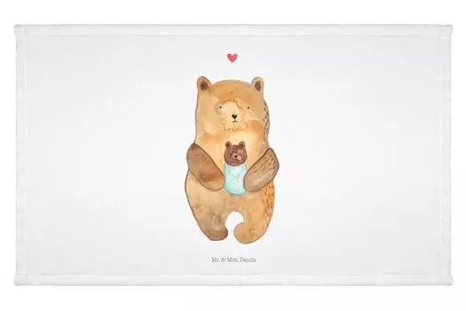 Гостевое полотенце Mr. & Mrs. Panda Bear Baby — белое — подарок, гостевое полотенце, рождение, крестины, дорожное полотенце, спортивное полотенце, Тедди, детское полотенце, плюшевый мишка, махровая ткань, родители, белый