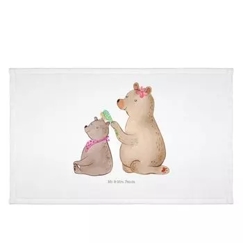 Гостевое полотенце Mr. & Mrs. Panda Bear Child - белое - подарок, расчесывание, образец для подражания, дедушка, спортивное полотенце, бабушка, гостевое полотенце, мама, дорожное полотенце, мама, махровое полотенце, День матери, белый