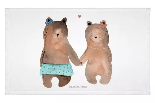 Гостевое полотенце Mr. & Mrs. Panda Bear Girlfriend — белое — подарок, дорожное полотенце, Тедди, плюшевый мишка, детское полотенце, махровая ткань, гостевое полотенце, спортивное полотенце, белый