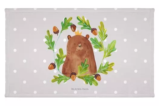 Гостевое полотенце Mr. & Mrs. Panda Bear King — серая пастель — подарок, спортивное полотенце, гостевое полотенце, лучший папа, Тедди, День отца, детское полотенце, папа-медведь, дорожное полотенце, белый