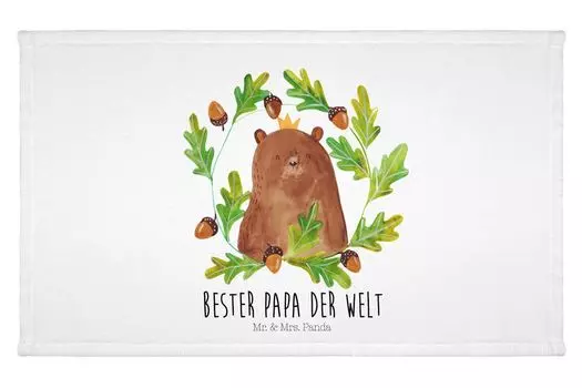 Гостевое полотенце Mr. & Mrs. Panda Bear King — белое — подарок, махровая ткань, Тедди, детское полотенце, плюшевый мишка, отец, гостевое полотенце, спортивное полотенце, лучший папа, День отца, белый