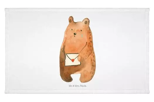 Гостевое полотенце Mr. & Mrs. Panda Bear Love Letter — белое — подарок, плюшевый мишка, гостевое полотенце, Тедди, детское полотенце, махровая ткань, партнер, спортивное полотенце, тоска, белый