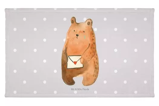 Гостевое полотенце Mr. & Mrs. Panda Bear Love Letter — серая пастель — подарок, гостевое полотенце, любовная тоска, детское полотенце, махровая ткань, плюшевый мишка, дорожное полотенце, спортивное полотенце, белый