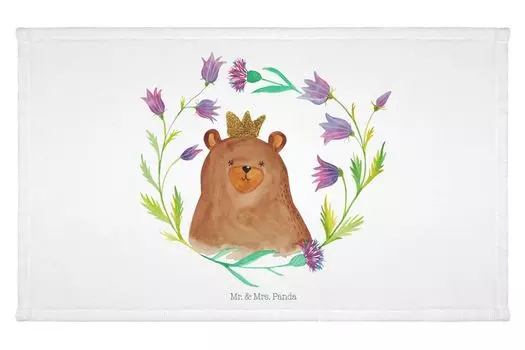 Гостевое полотенце Mr. & Mrs. Panda Bear Queen — белое — подарок, дорожное полотенце, махровая ткань, День матери, лучшая мама, плюшевый мишка, Тедди, мама лучшая, спортивное полотенце, белый