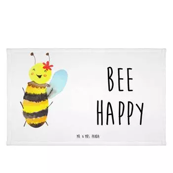 Гостевое полотенце Mr. & Mrs. Panda Bee Happy — белое — подарок, детское полотенце, оса, дорожное полотенце, гостевое полотенце, шмель, махровая ткань, спортивное полотенце, белый