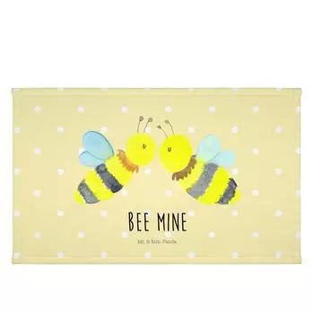 Гостевое полотенце Mr. & Mrs. Panda Bee Love — желтая пастель — подарок, дорожное полотенце, спортивное полотенце, махровая ткань, шмель, оса, гостевое полотенце, детское полотенце, белый