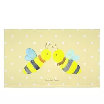 Гостевое полотенце Mr. & Mrs. Panda Bee Love — желтая пастель — подарок, спортивное полотенце, оса, детское полотенце, махровая ткань, дорожное полотенце, шмель, гостевое полотенце, белый