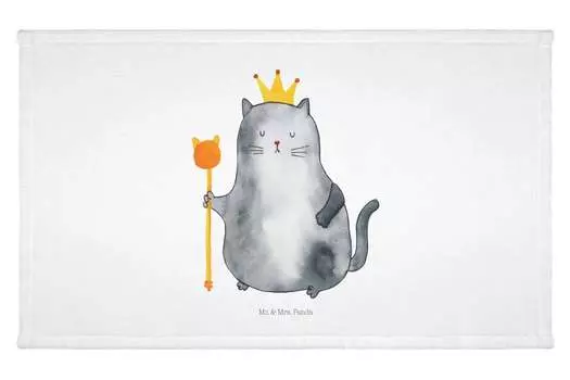 Гостевое полотенце Mr. & Mrs. Panda Cat King — белое — подарок, дом в аренду, махровая ткань, королева, домашнее животное, спортивное полотенце, квартира, любитель кошек, гостевое полотенце, друг кошки, белый