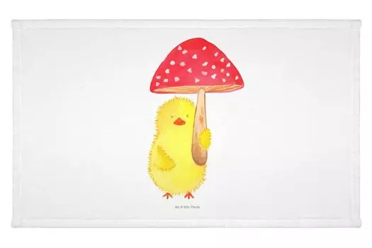 Гостевое полотенце Mr. & Mrs. Panda Chick Toadstool — белое — подарок, счастливой Пасхи, дорожное полотенце, детское полотенце, пасхальное поздравление, пасхальный подарок, спортивное полотенце, счастливчик, белый