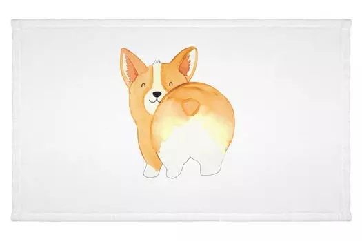 Гостевое полотенце Mr. & Mrs. Panda Corgi Po - белое - подарок, мотивация, детское полотенце, четвероногий друг, владелец собаки, корги, любовь к себе, порода собаки, махровая ткань, домашнее животное, белый