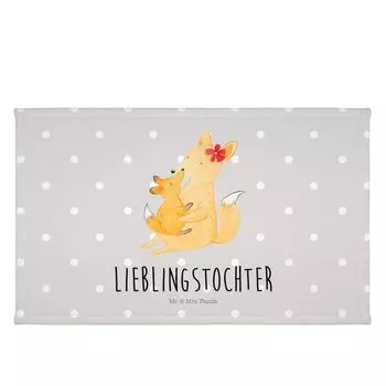 Гостевое полотенце Mr. & Mrs. Panda Fox Mom — серая пастель — подарок, брат, дорожное полотенце, папа, любимая дочь, мама, дочь, лучшая дочь, спортивное полотенце, белый