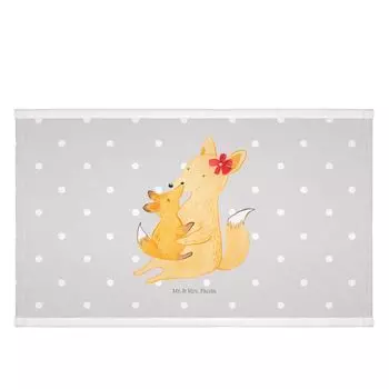 Гостевое полотенце Mr. & Mrs. Panda Fox Mom — серая пастель — подарок, лучшая дочь, дочь, ребенок, гостевое полотенце, махровая ткань, спортивное полотенце, папа, день матери, дорожное полотенце, белый