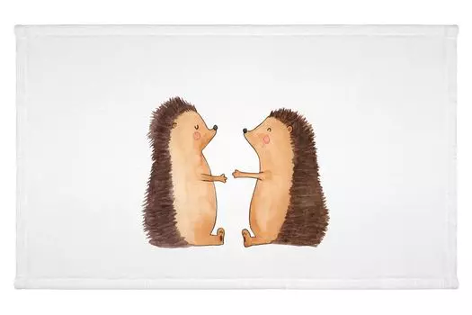 Гостевое полотенце Mr. & Mrs. Panda Hedgehog Love - белое - подарок, гостевое полотенце, спортивное полотенце, дорожное полотенце, помолвка, годовщина свадьбы, махровая ткань, детское полотенце, партнер, белый