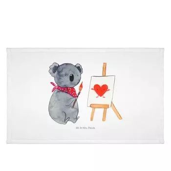 Гостевое полотенце Mr. & Mrs. Panda Koala Artist — белое — подарок, гостевое полотенце, дорожное полотенце, спортивное полотенце, рисунок, чувства, махровая ткань, детское полотенце, медведь коала, белый