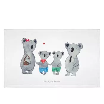 Гостевое полотенце Mr. & Mrs. Panda Koala Family Two — белое — подарок, мама, семейная жизнь, любимая семья, спортивное полотенце, время для всей семьи, детское полотенце, вместе, дедушка, белый