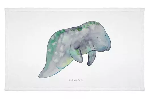 Гостевое полотенце Mr. & Mrs. Panda Manatee Chilling — белое — подарок, детское полотенце, морские животные, махровая ткань, спортивное полотенце, праздник, еда, диетическое увлечение, сахар, море, гостевое полотенце, белый