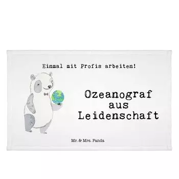 Гостевое полотенце Mr. & Mrs. Panda Oceanographer Passion — белое — подарок, спасибо, гостевое полотенце, морские исследования, спортивное полотенце, детское полотенце, махровая ткань, коллега, белый